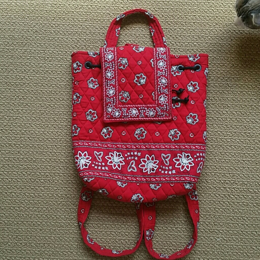 Vera Bradley Red Floral Quilted Backpack